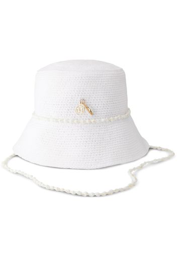 Maison Michel Axel shell-embellished knitted bucket hat - Bianco
