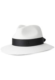 Maison Michel Fedora con placca logo Rico - Bianco