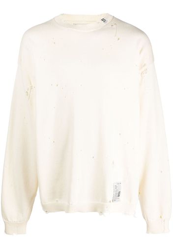 Maison Mihara Yasuhiro distressed long-sleeve cotton jumper - Bianco