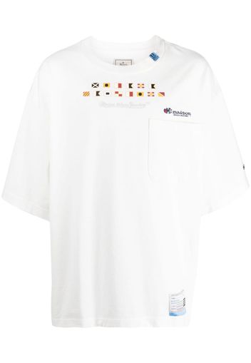 Maison Mihara Yasuhiro logo-embroidered cotton T-shirt - Bianco