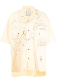 Maison Mihara Yasuhiro graphic-print short-sleeved cotton shirt - Arancione