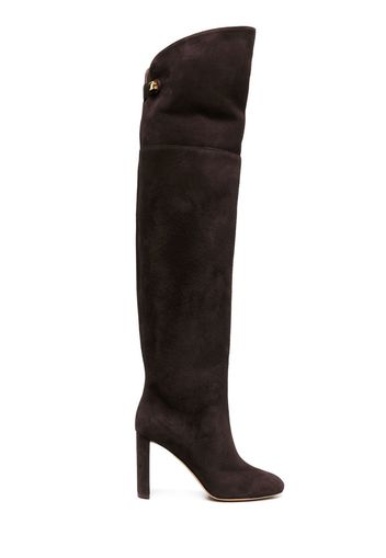 Maison Skorpios knee-high suede boots - Marrone