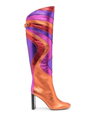 Maison Skorpios Aurora wave-pattern metallic boots - Arancione