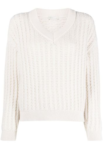 Maison Ullens V-neck knitted sweater - Bianco