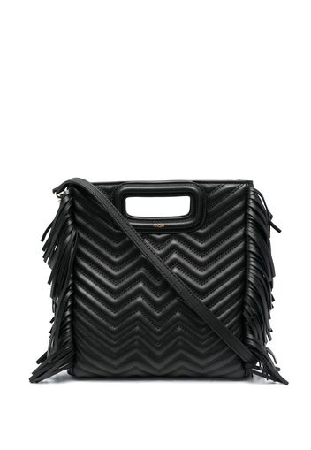 Maje quilted fringed tote bag - Nero