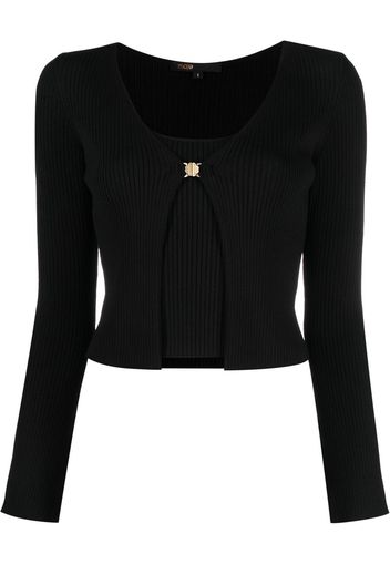 Maje scoop-neck long-sleeve top - Nero