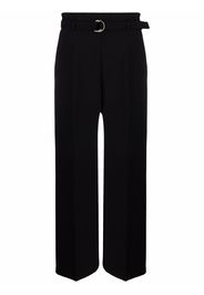 Maje belted-waist wide-leg trousers - Nero