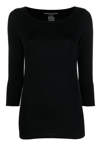 Majestic Filatures U-neck long-sleeved top - Nero