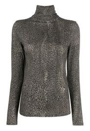 Majestic Filatures leopard-print roll-neck top - Verde