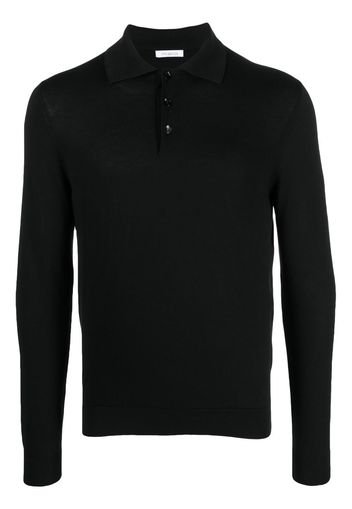 Malo long-sleeved cotton polo shirt - Nero