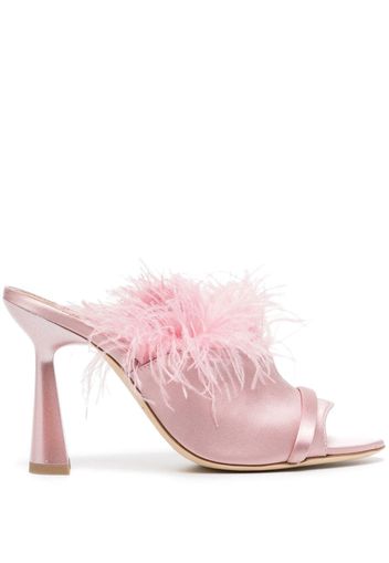 Malone Souliers Rima 95 feather detail mules - Rosa