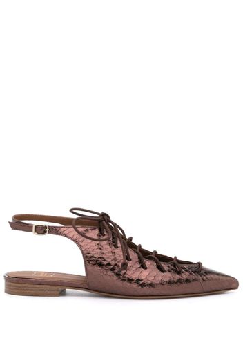 Malone Souliers Alessandra lace-up metallic slingbacks - Marrone