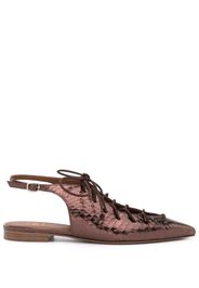 Malone Souliers Alessandra lace-up metallic slingbacks - Marrone