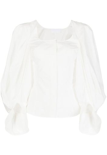 Mame Kurogouchi square-neck puff-sleeve blouse - Bianco