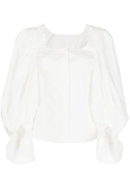 Mame Kurogouchi square-neck puff-sleeve blouse - Bianco