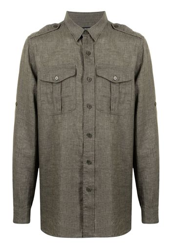 Man On The Boon. pocketed linen shirt - Verde