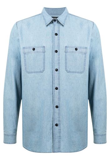 Man On The Boon. pocketed denim shirt - Blu