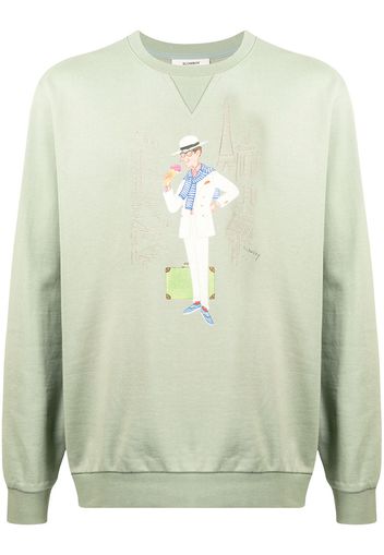 Man On The Boon. Mr Slowboy print sweatshirt - Verde