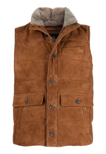 Man On The Boon. Gilet trapuntato - Marrone