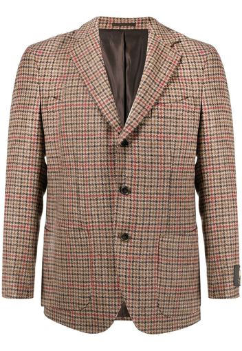 Man On The Boon. Blazer monopetto con motivo pied-de-poule - Marrone