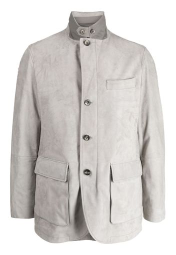 Man On The Boon. high-neck buttoned cargo jacket - Grigio