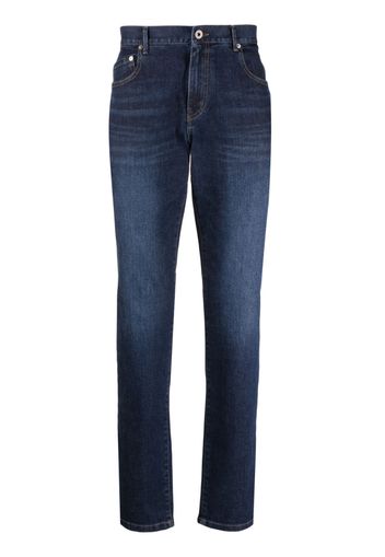 Man On The Boon. Jeans dritti con applicazione logo - Blu