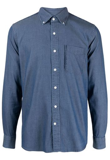 Man On The Boon. striped long-sleeve cotton shirt - Blu