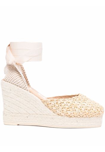 Manebi woven raffia platform espadrilles - Toni neutri