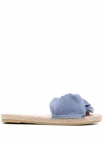 Manebi denim knotted flat slides - Blu