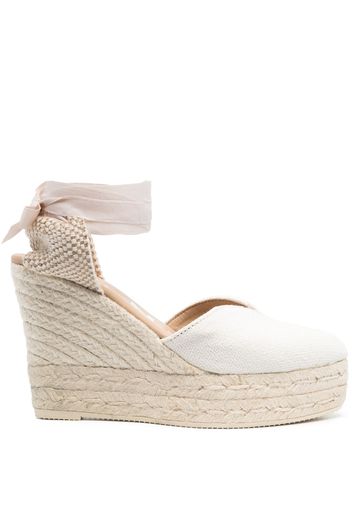 Manebi Heart-shaped 110mm wedge espadrilles - Bianco