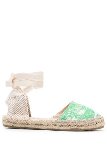 Manebi palm tree-print flat espadrilles - Verde