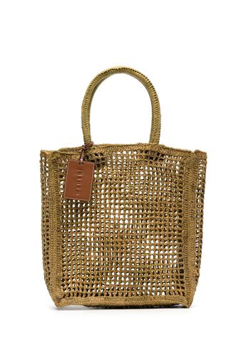 Manebi logo-tag raffia tote bag - Verde