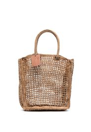 Manebi logo-tag raffia tote bag - Toni neutri