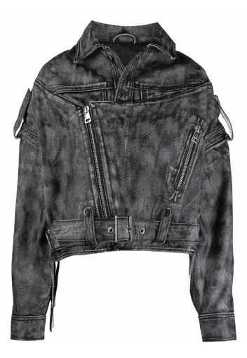 Manokhi Giacca biker crop - Nero