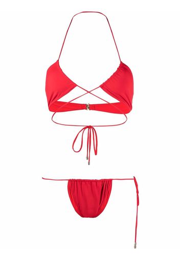 Manokhi wrap-around halterneck bikini - Rosso