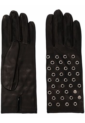 Manokhi eyelet-detail leather gloves - Nero