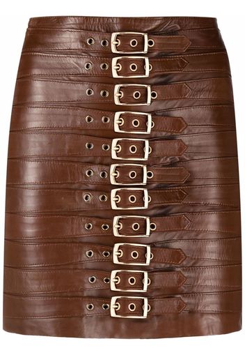 Manokhi multi-buckle fitted mini skirt - Marrone