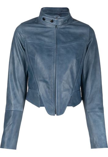 Manokhi cropped leather jacket - Blu