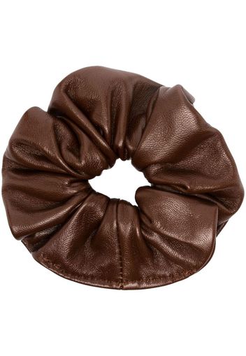 Manokhi leather hair scrunchie - Marrone