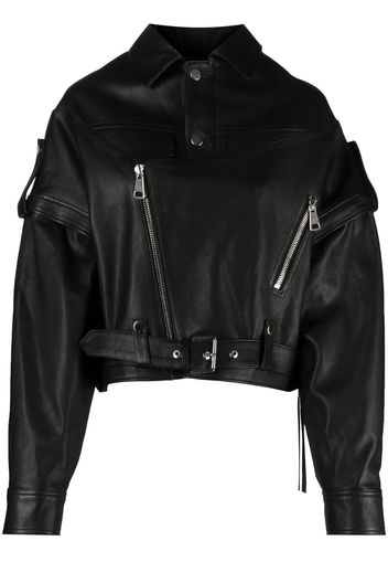 Manokhi detachable-sleeves biker jacket - Nero