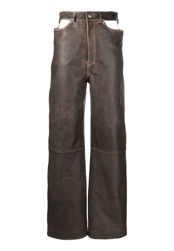 Manokhi cut-out leather palazzo pants - Marrone
