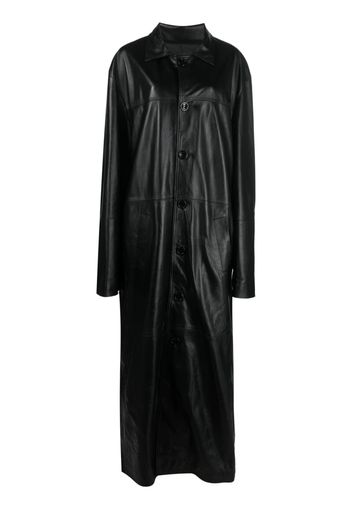 Manokhi button-front leather coat - Nero