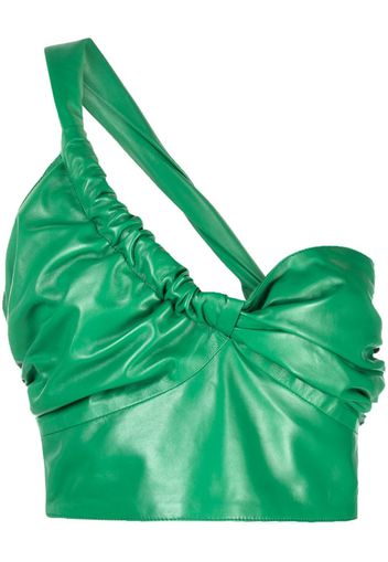 Manokhi one-shoulder leather cropped top - Verde