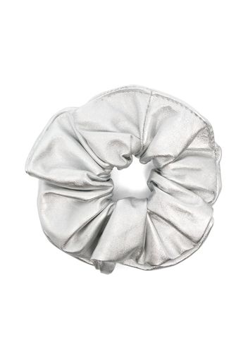 Manokhi metallic-finish leather scrunchie - Argento