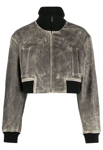 Manokhi cropped leather jacket - Grigio