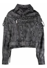 Manokhi Giacca biker crop - Nero