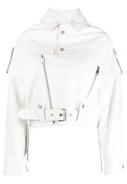 Manokhi detachable-sleeves cropped leather jacket - Bianco