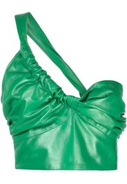 Manokhi one-shoulder leather cropped top - Verde