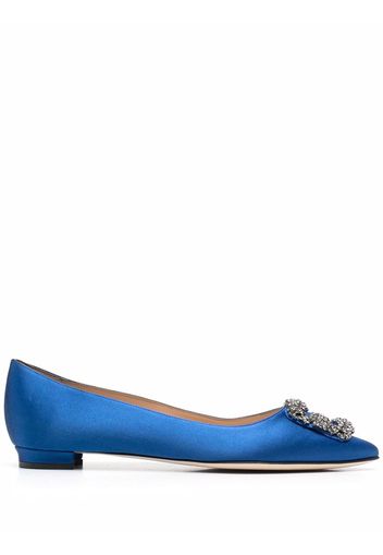 Manolo Blahnik Hangisi buckle-detail ballerina shoes - Blu