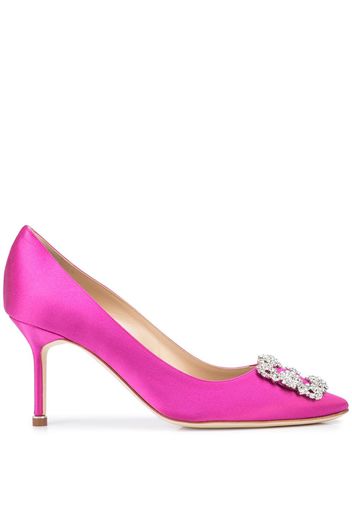 Manolo Blahnik crystal-embellished silk pumps - Rosa